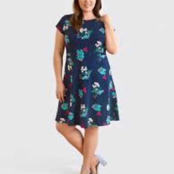 Draper James Dresses & Skirts - Draper James Floral Ponte A Line Dress Navy Size 1X NWT